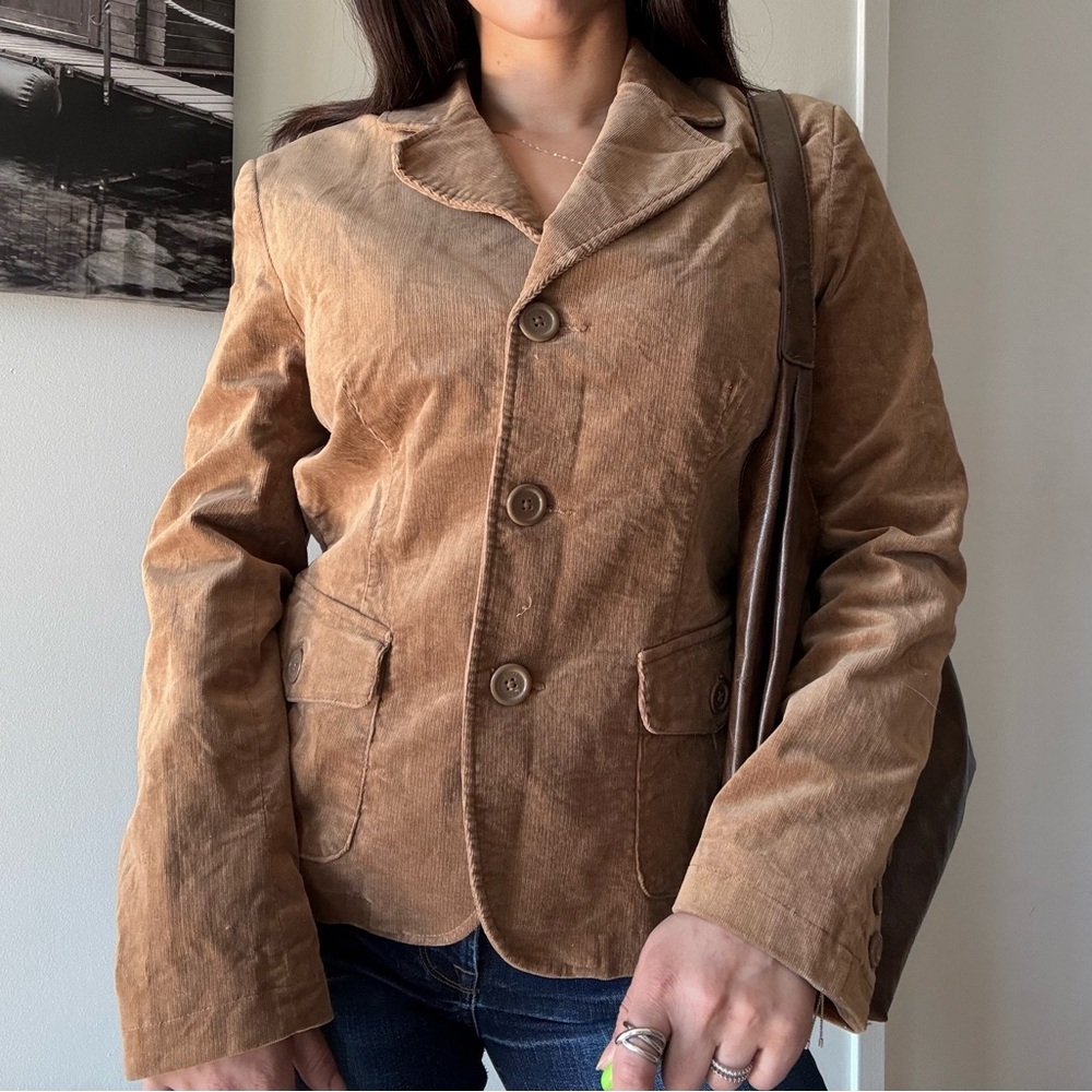 Y2K Tan Corduroy Preppy Jacket